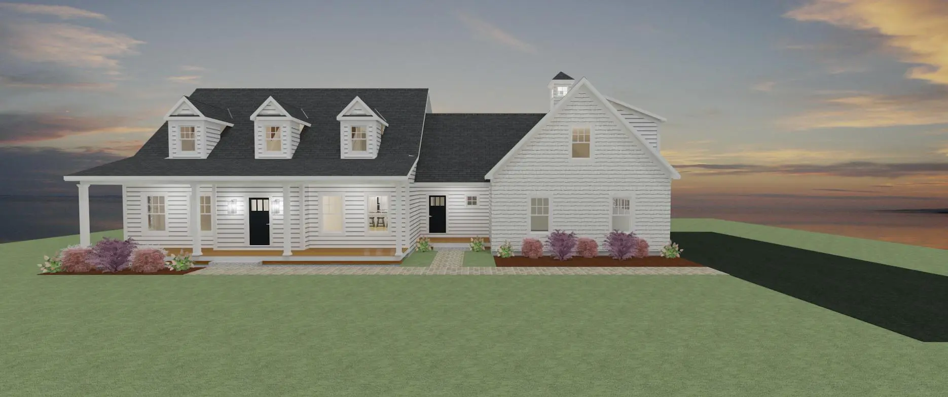 A rendering of the front of a house.